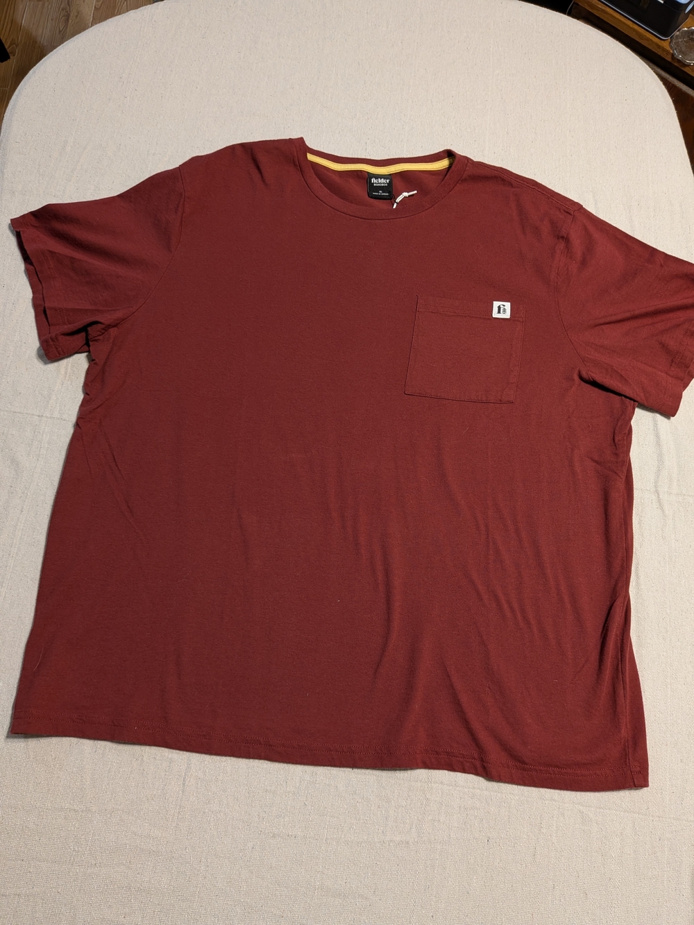 fielder Maroon Pocket T-Shirt Men's Casual Crew - Picture 2 of 7